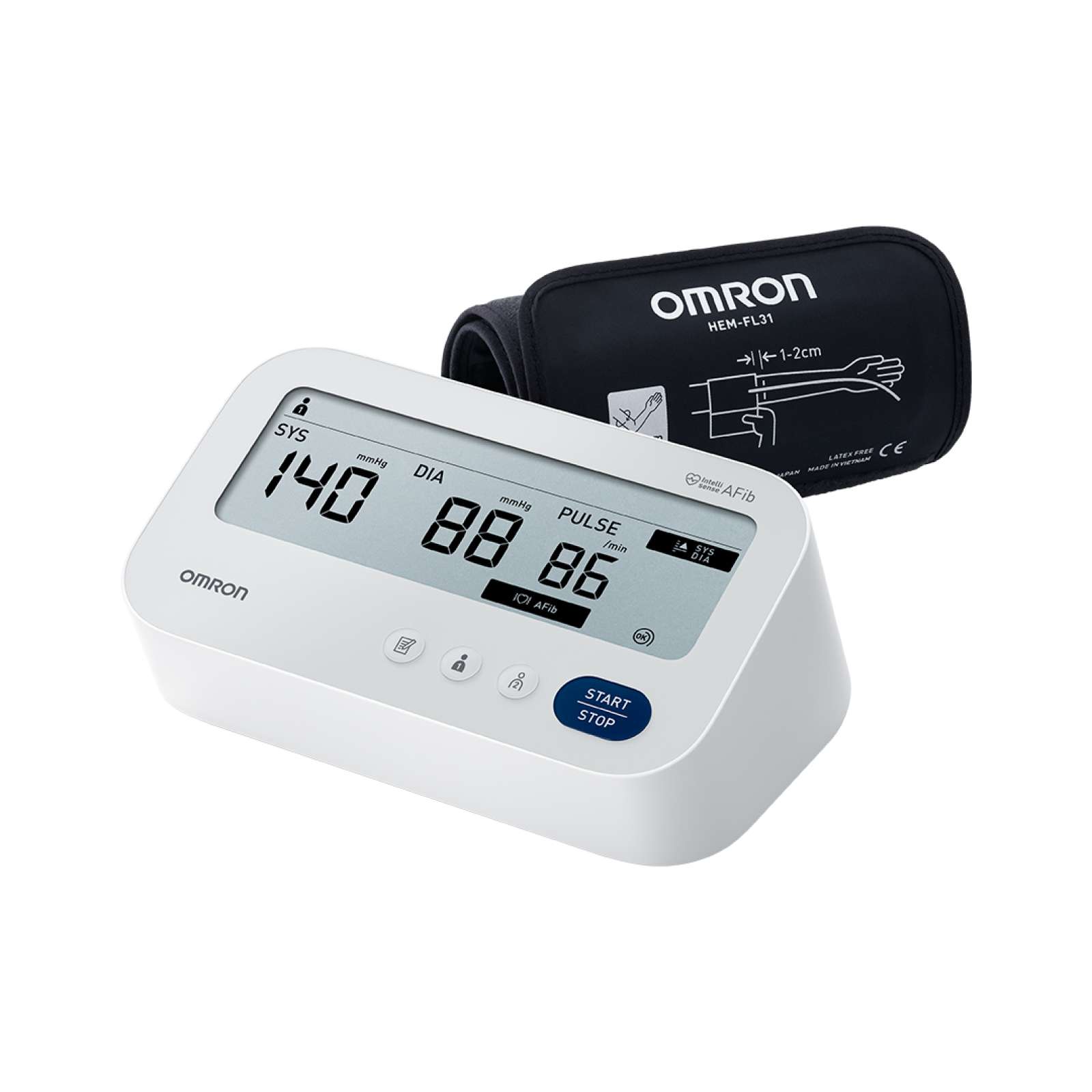 Omron X3 Comfort AFib, tensiómetro de brazo con su manguito