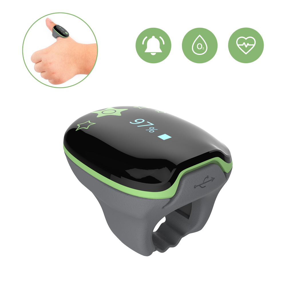 Viatom KidsO2: oxímetro infantil con formato de anillo, acabado verde del fabricante